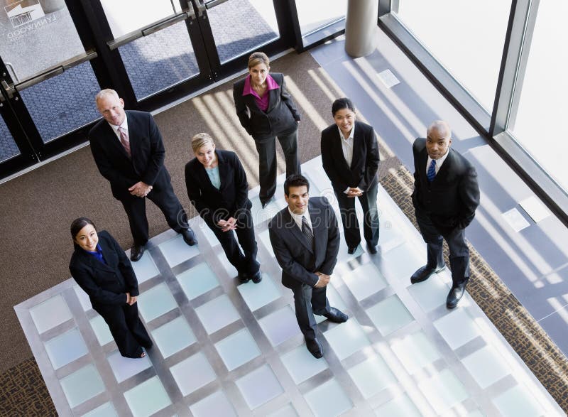 High angle view of multi-ethnic co-workers royalty free stock photos