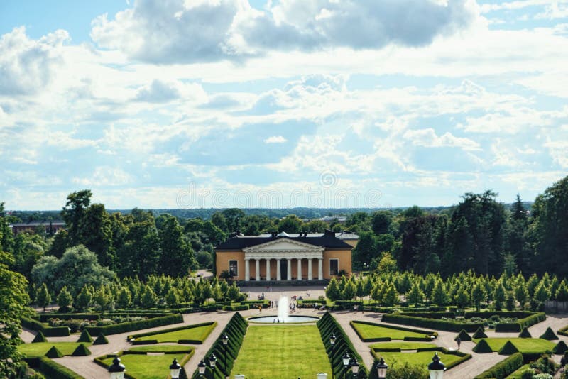 High angle view of park and building royalty free stock photos