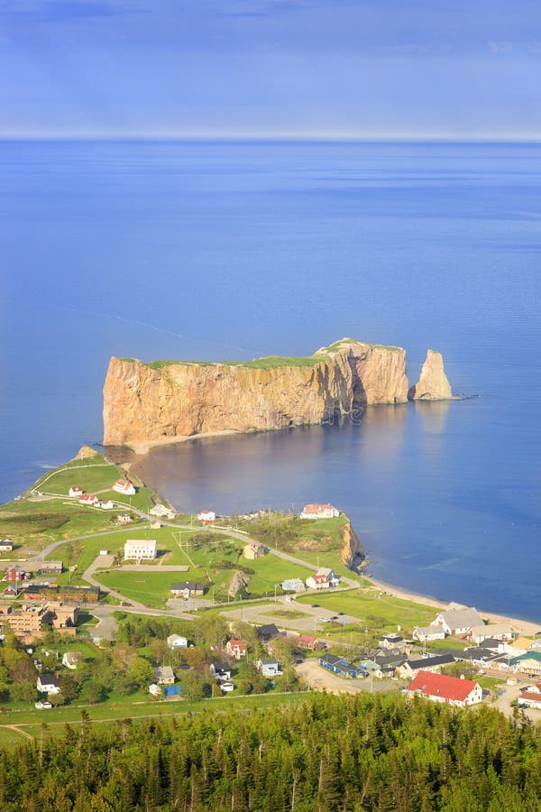 High Angle View of the Perce Rock at Gaspe Peninsula, Quebec, Canada
