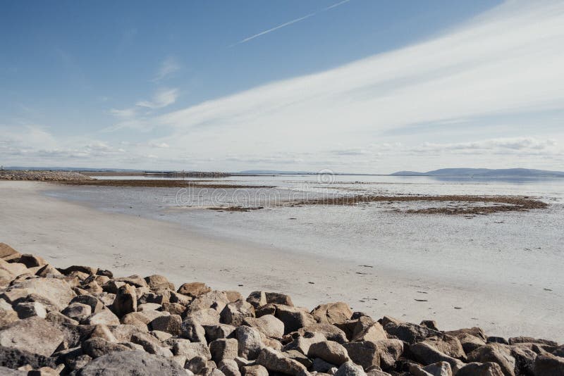 Highangle View of Rocky Galway Ireland Salthill Beach. Stock Image