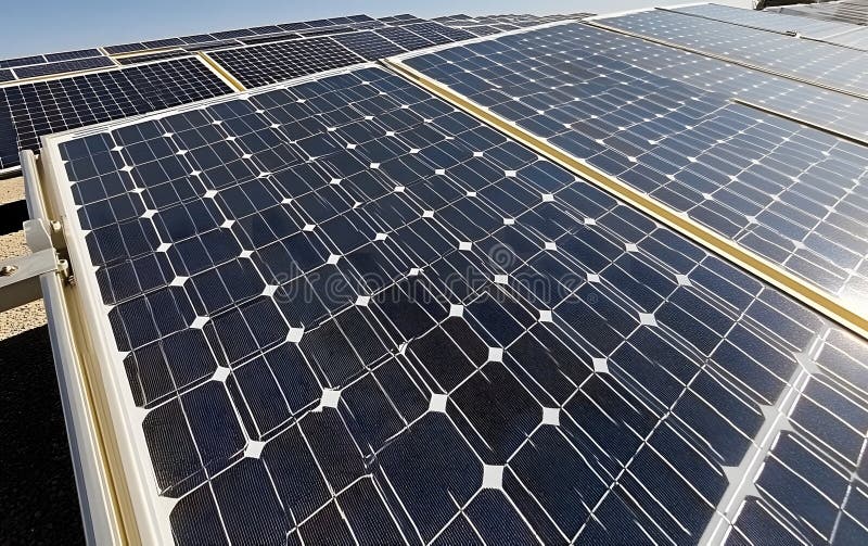 High Angle View Solar Panel Array Renewable Energy Good Resolution Stock Photo stock illustration