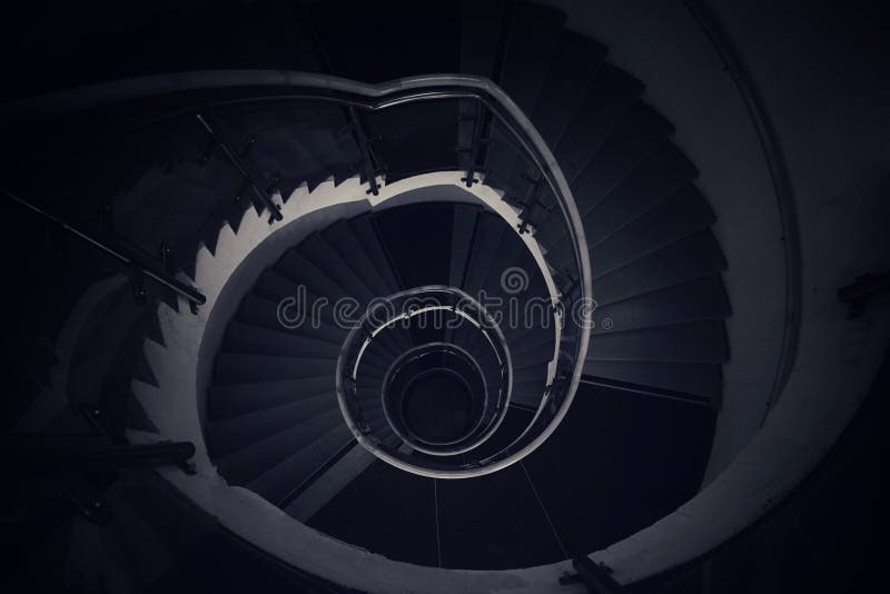 High angle view of spiral staircase royalty free stock photo