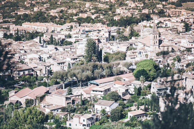 High angle view of town of Soller, Mallorca stock photo High angle view of town of Soller, Mallorca stock photo