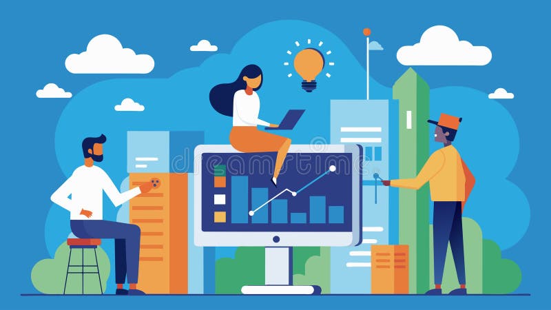High atop a skyscr data scientists monitored the citys energy consumption in realtime making adjustments to the smart royalty free illustration