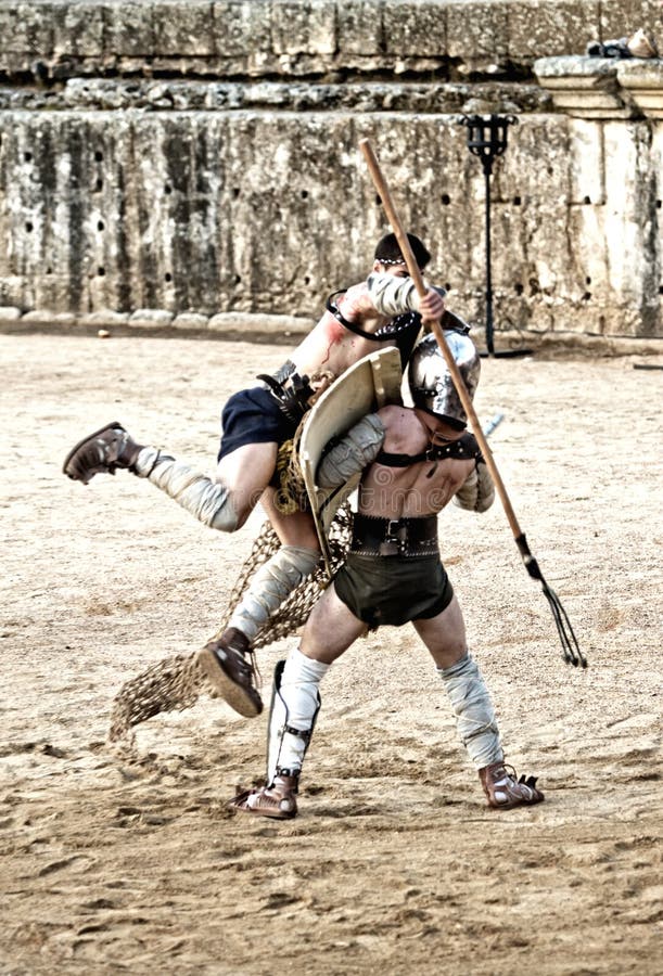 Retiarius gladiator attack editorial stock image. Image of sandals ...