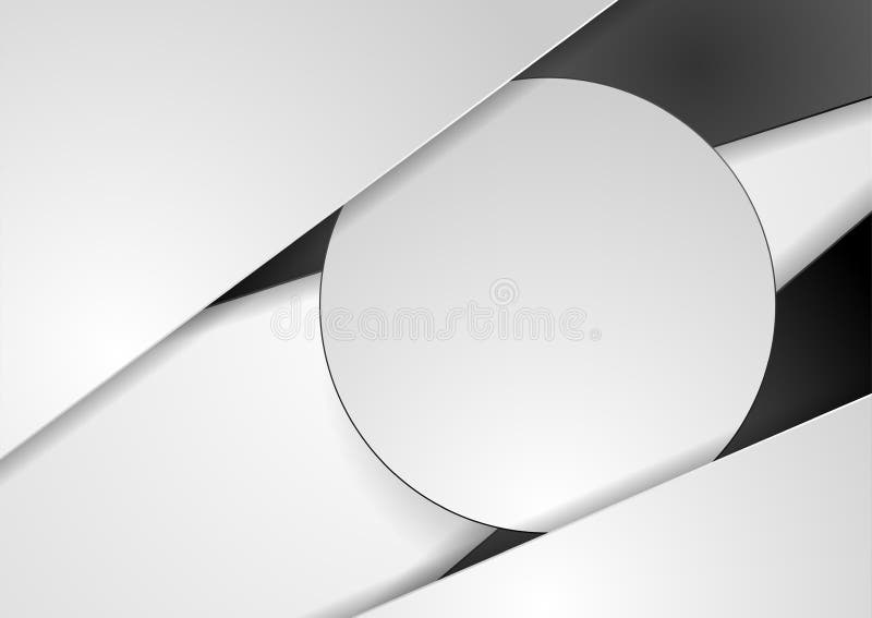 High Contrast Black and White Geometric Background with Circle Stock