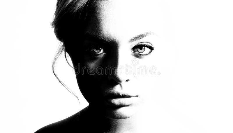 Download high contrast black and white portrait of a beautiful girl stock photo image Download high contrast black and white portrait of a beautiful girl stock photo image