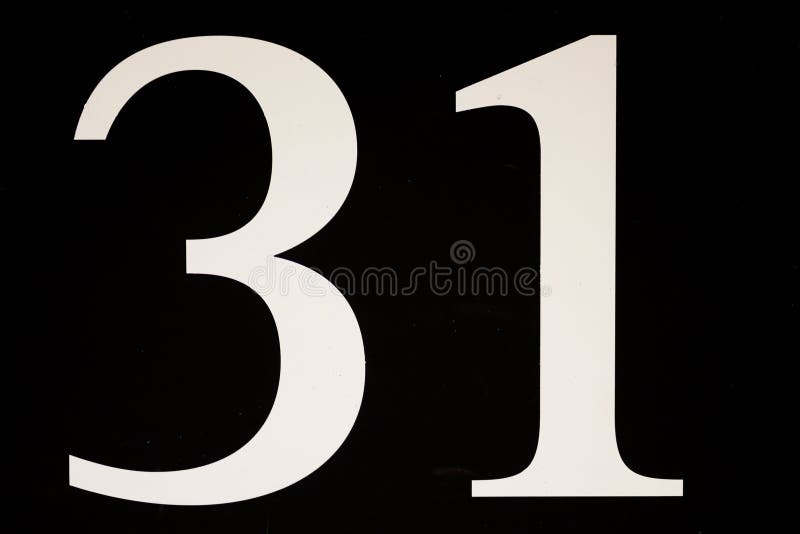 High Contrast Black and White Sign with the Number Thirtyone 31