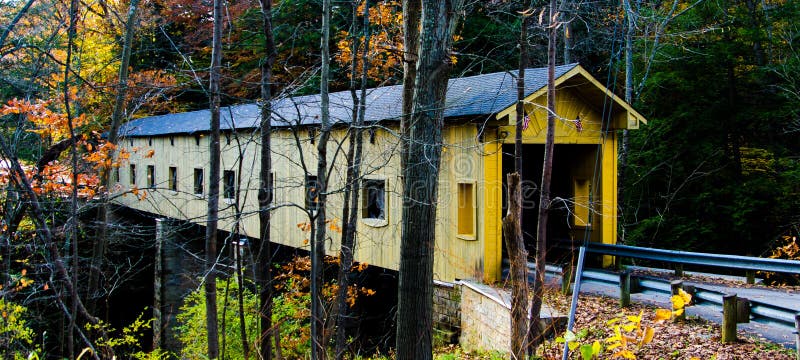 High contrast covered bridge.