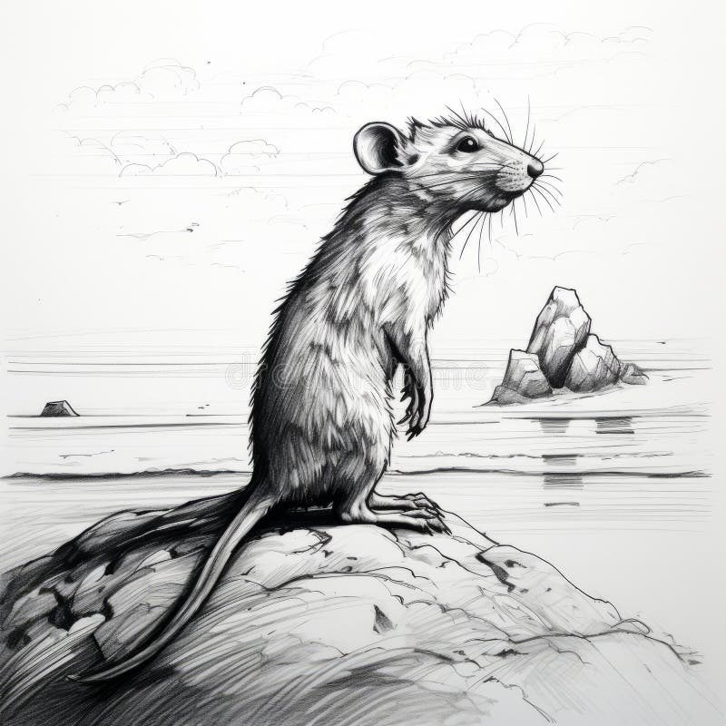 Beautiful vintage seamless pattern. Pencil drawing rodents in various  poses. Graphic drawing on a white background. Realistic wild animals.  Wallpaper rats. Stock Illustration | Adobe Stock