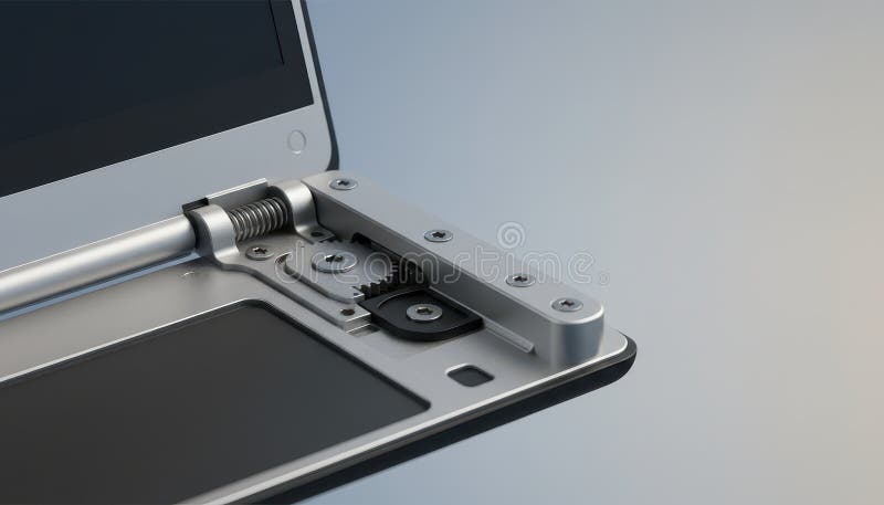 Close-up of Advanced Laptop Hinge Mechanism with Precision Metallic Gears and Screws vector illustration