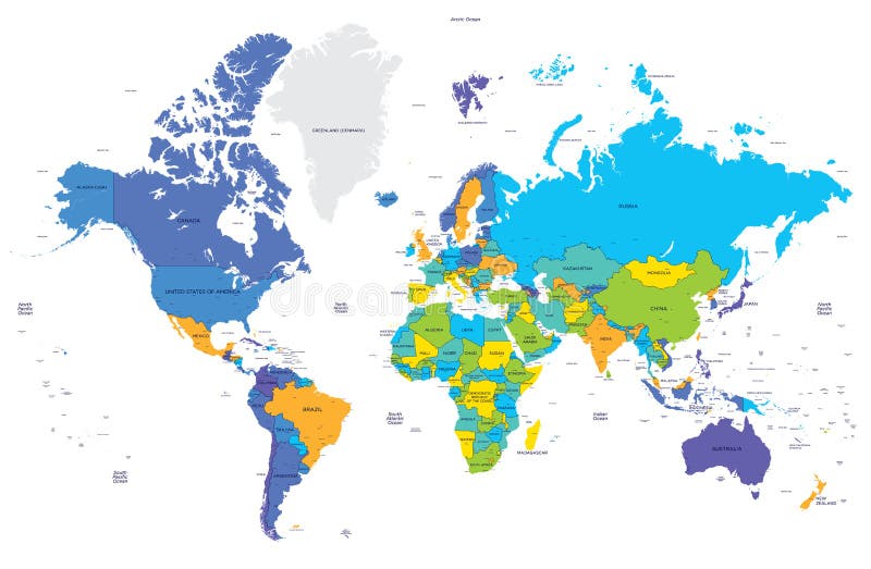 High Quality World Map Countries And Capitals