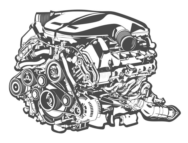 Vector high detailed illustration of abstract engine stock illustration