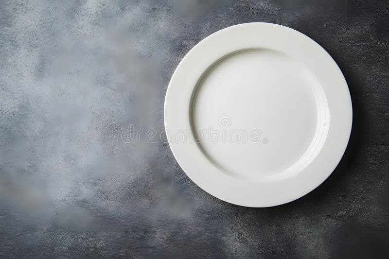 High-end dinner plate, negative space on side for restaurant or menu text layout stock illustration