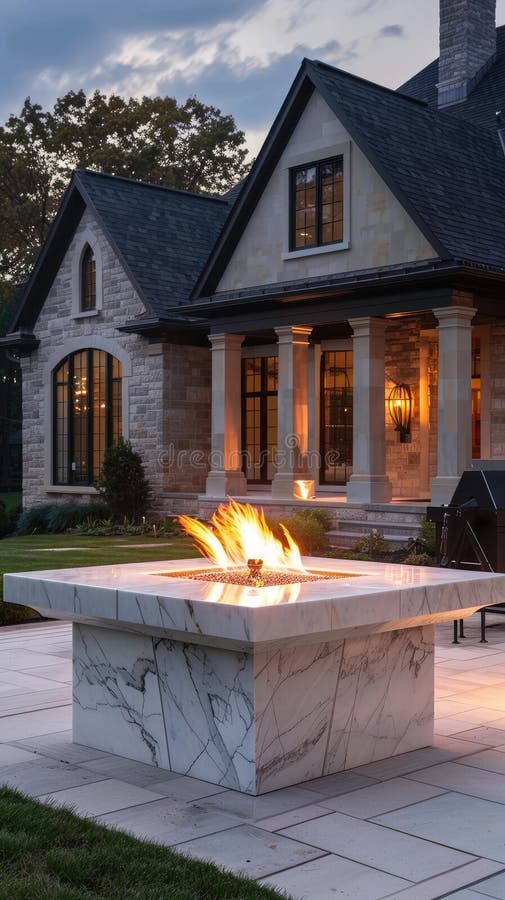 A Highend Outdoor Dining Experience, Featuring a Luxurious Marbletop