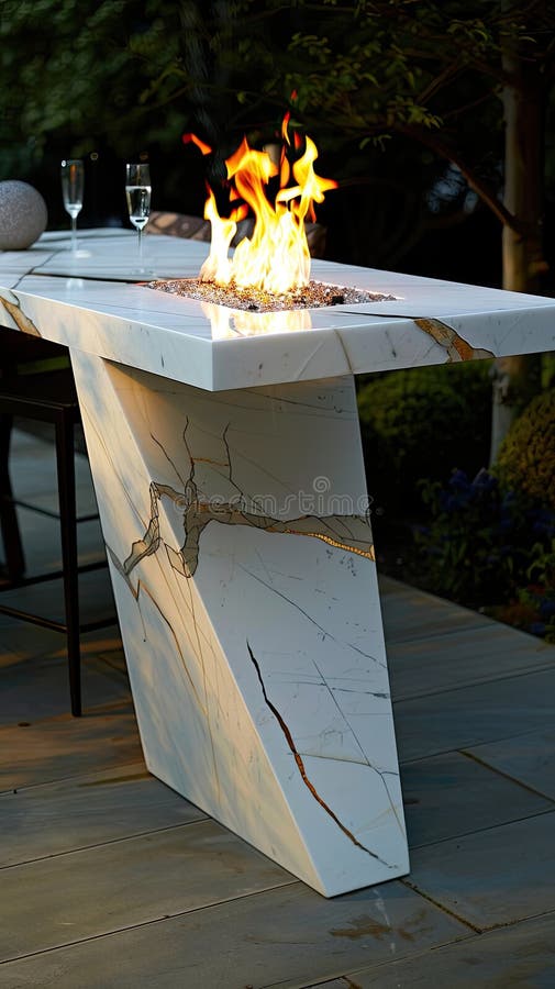 A Highend Outdoor Dining Experience, Featuring a Luxurious Marbletop
