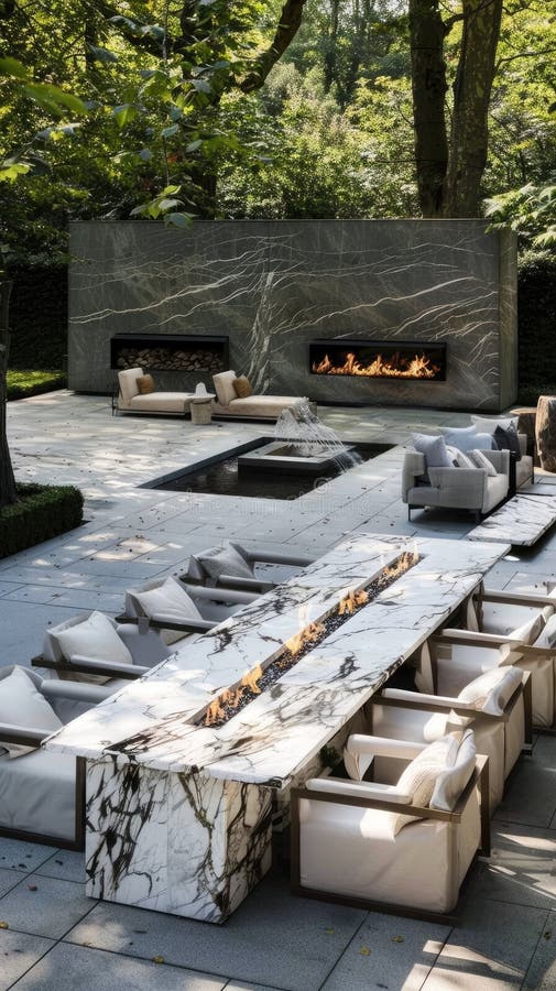 A Highend Outdoor Dining Experience, Featuring a Luxurious Marbletop