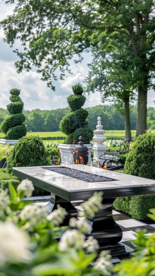 A Highend Outdoor Dining Experience, Featuring a Luxurious Marbletop