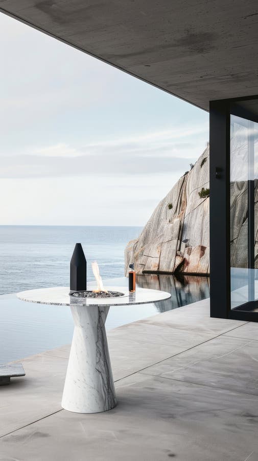 A Highend Outdoor Dining Experience, Featuring a Luxurious Marbletop