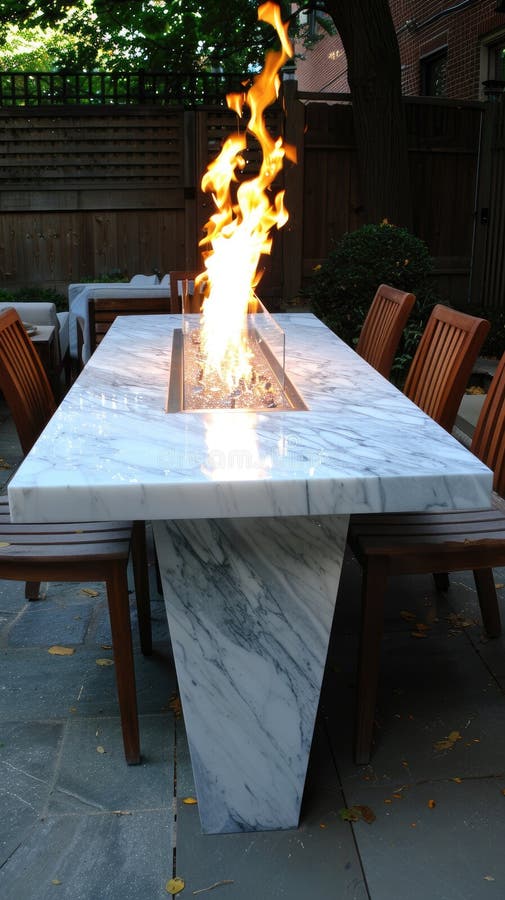 A Highend Outdoor Dining Experience, Featuring a Luxurious Marbletop