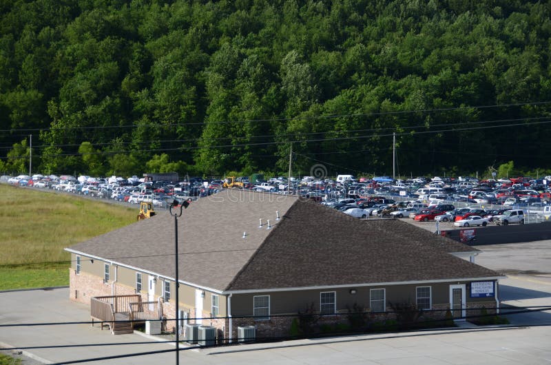 West Virginia used car lot editorial stock photo. Image of damaged