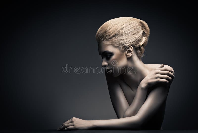 High fashion woman with abstract hair style