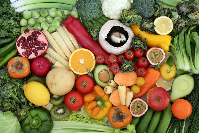 High Fibre Fruit and Vegetables for Vegans and Vegetarians Stock Photo