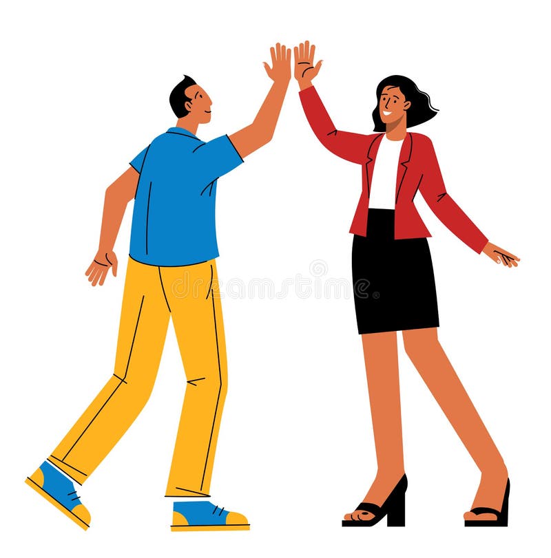 High Five Cooperative Men And Women Illustration Clapping PNG