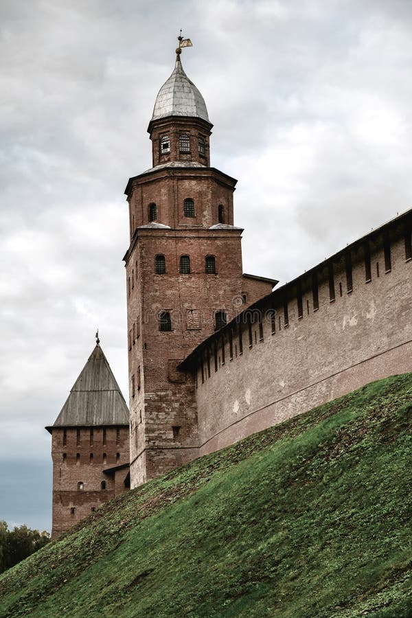 High fortress tower of the Russian fortress stock photography