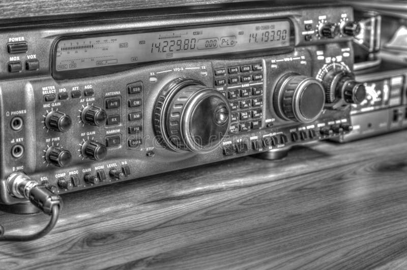 High frequency radio amateur transceiver in black and white