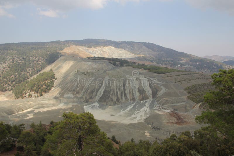 Mountain landscape. High gray mountains and sparse vegetation