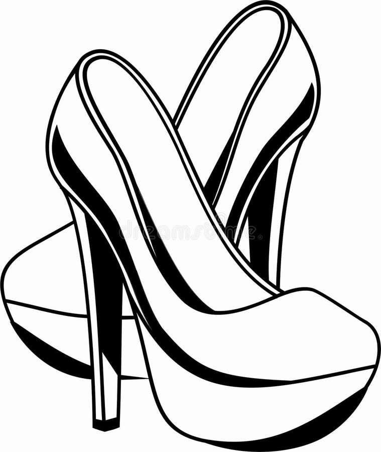 Sketching outline of elegant female feet in abstract shoes with high heels,  black over white vector artwork Stock Vector Image & Art - Alamy