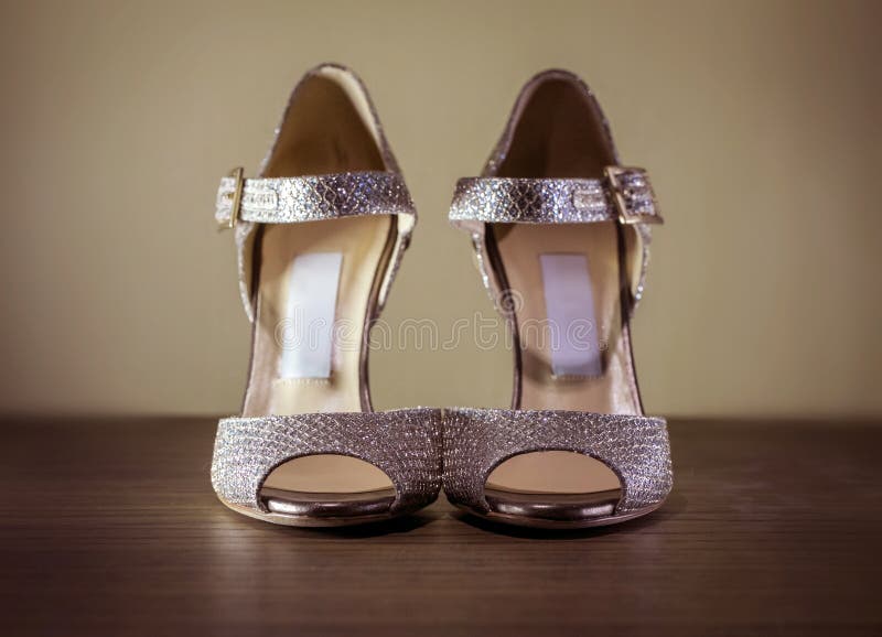 High Heel Silver Luxury Shoes royalty free stock photography High Heel Silver Luxury Shoes royalty free stock photography