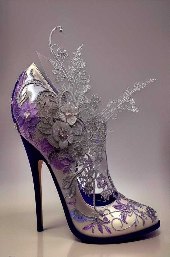 High Heel Woman Shoes with Floral Decorations, Generative Ai ...