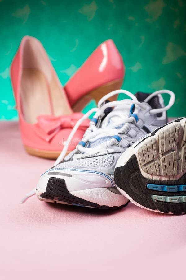 High Heels and runners stock photo. Image of jogging 24390954