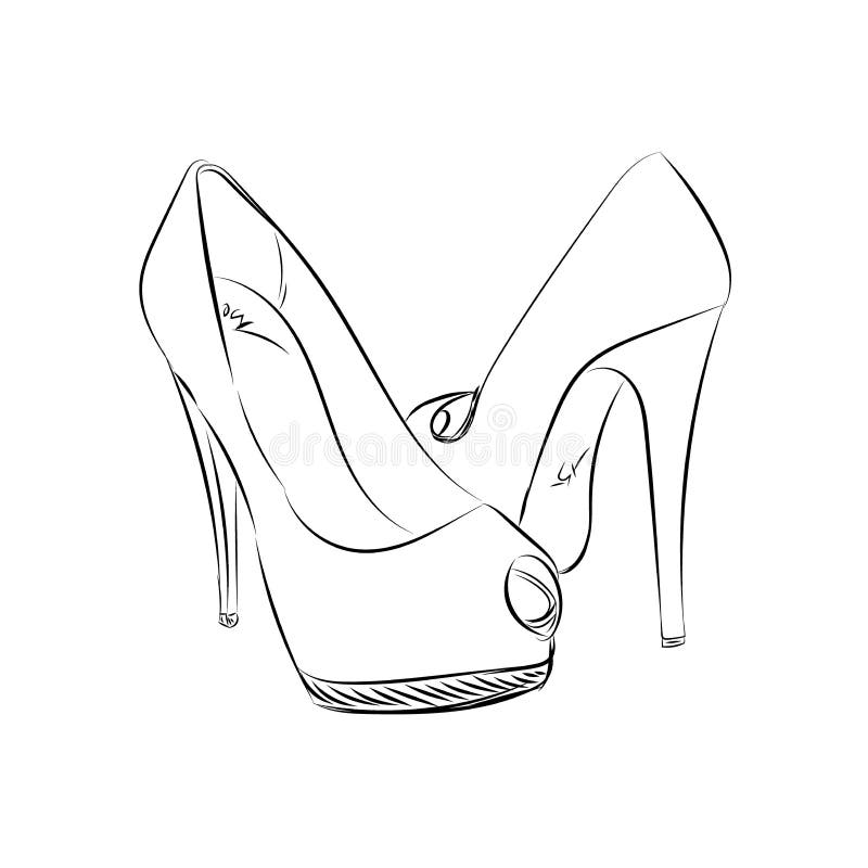 High heels, sketch style stock vector. Illustration of beauty - 94627785