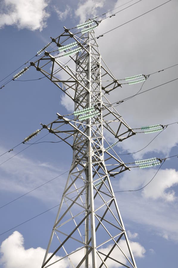 Iron Electric Pole in the Sky. Stock Image Image of background, wire
