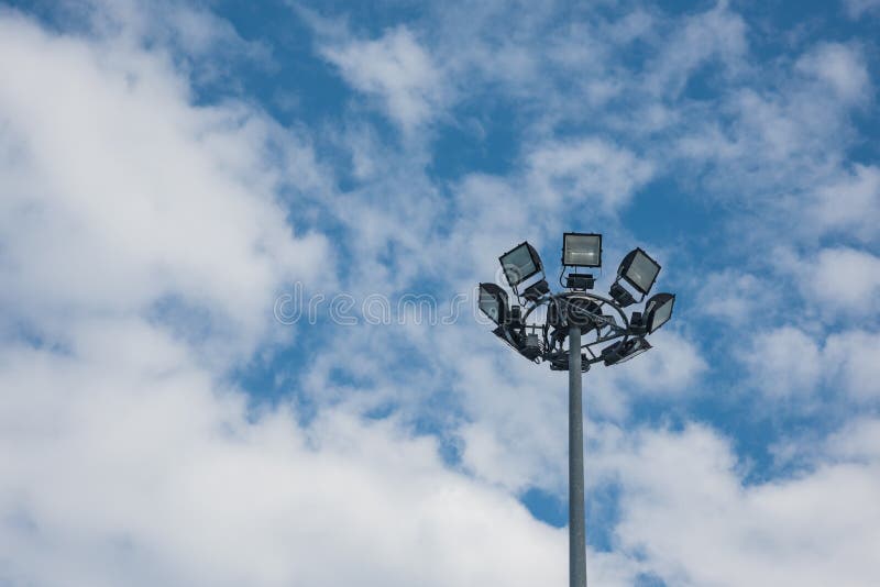 High Mast Light Pole on a Background of a Cloudy Sky Stock Photo - Image of  electricity, design: 156151678