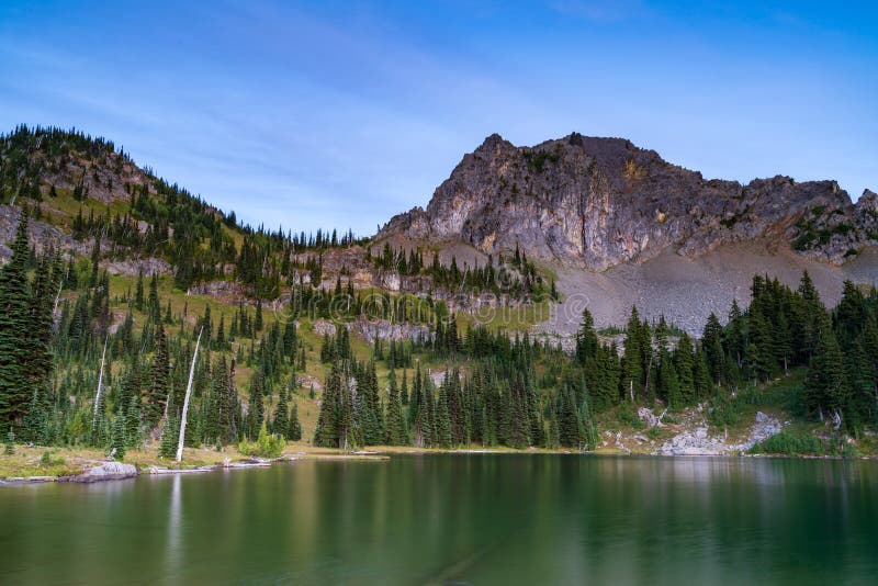 Upper Crystal Lake in Cascades Stock Photo - Image of mountains ...