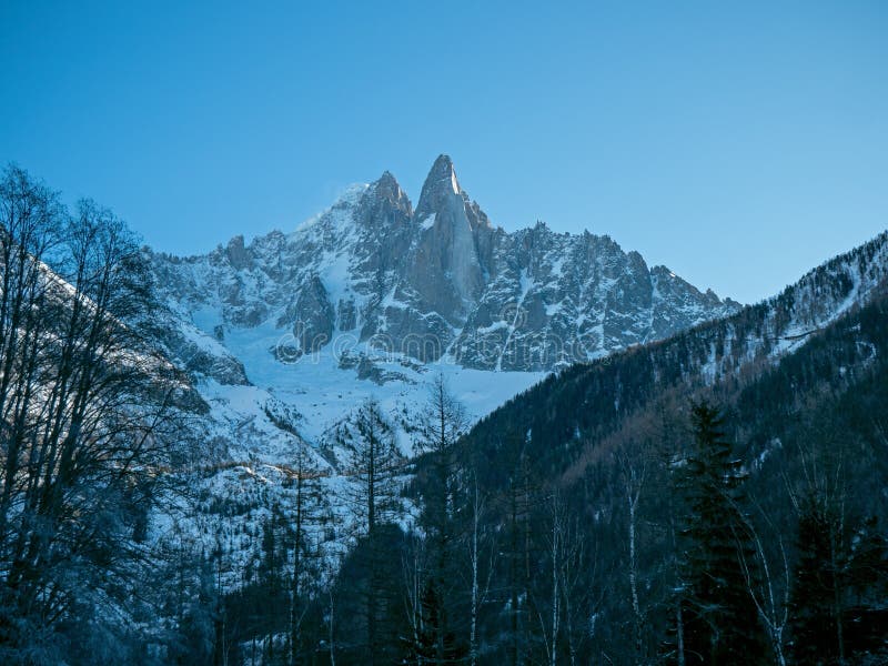 High Mountain Peaks in the Chamonix Valley in the French Alps. Stock ...