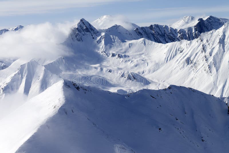 High mountains in haze