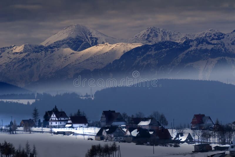 High mountains and houses