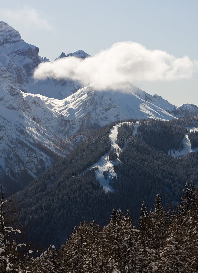 High mountains under snow in the winter