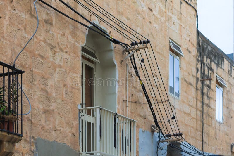 High Power Cable Near Wall in Malta Stock Image Image of energy