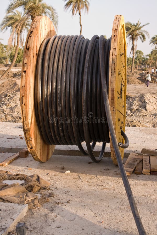 High power electric cable Spool royalty free stock photography