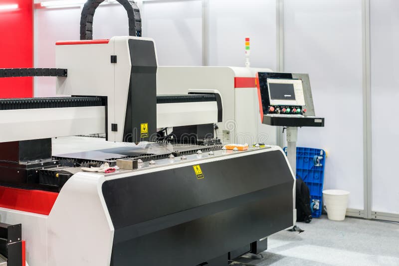 High precision and automatic cnc metal sheet laser cutting machine royalty free stock photos