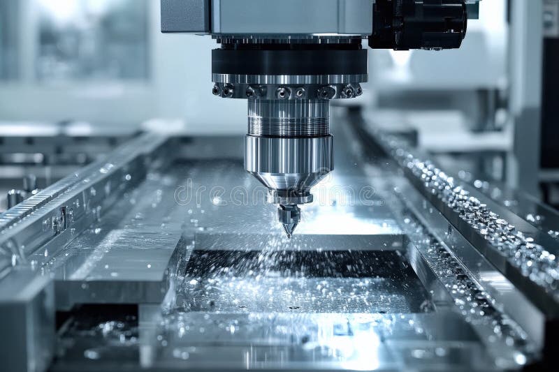 High-Precision CNC Machining Process stock illustration