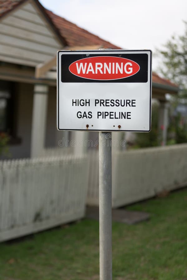 High pressure gas warning sign stock photo