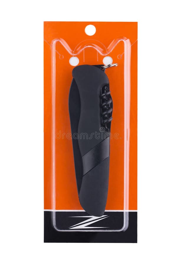 High quality black brutal multitool folded in sale packing royalty free stock image