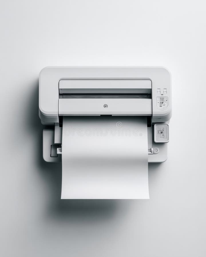 High-Quality Compact Printer with Freshly Printed Paper Emerging from the Tray, Showcasing Modern Design and Functionality royalty free stock images